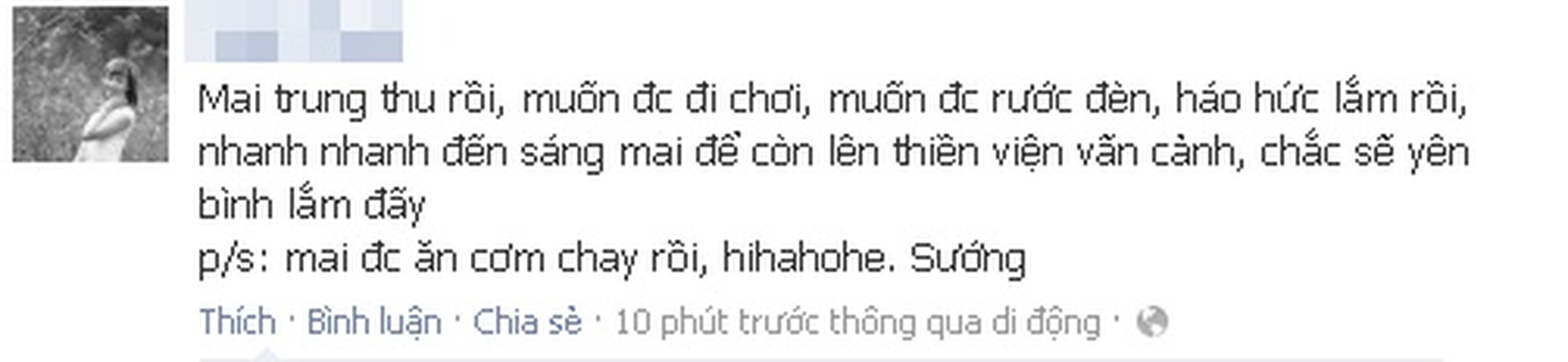 Một thành viên mạng háo hức chờ đón Trung Thu